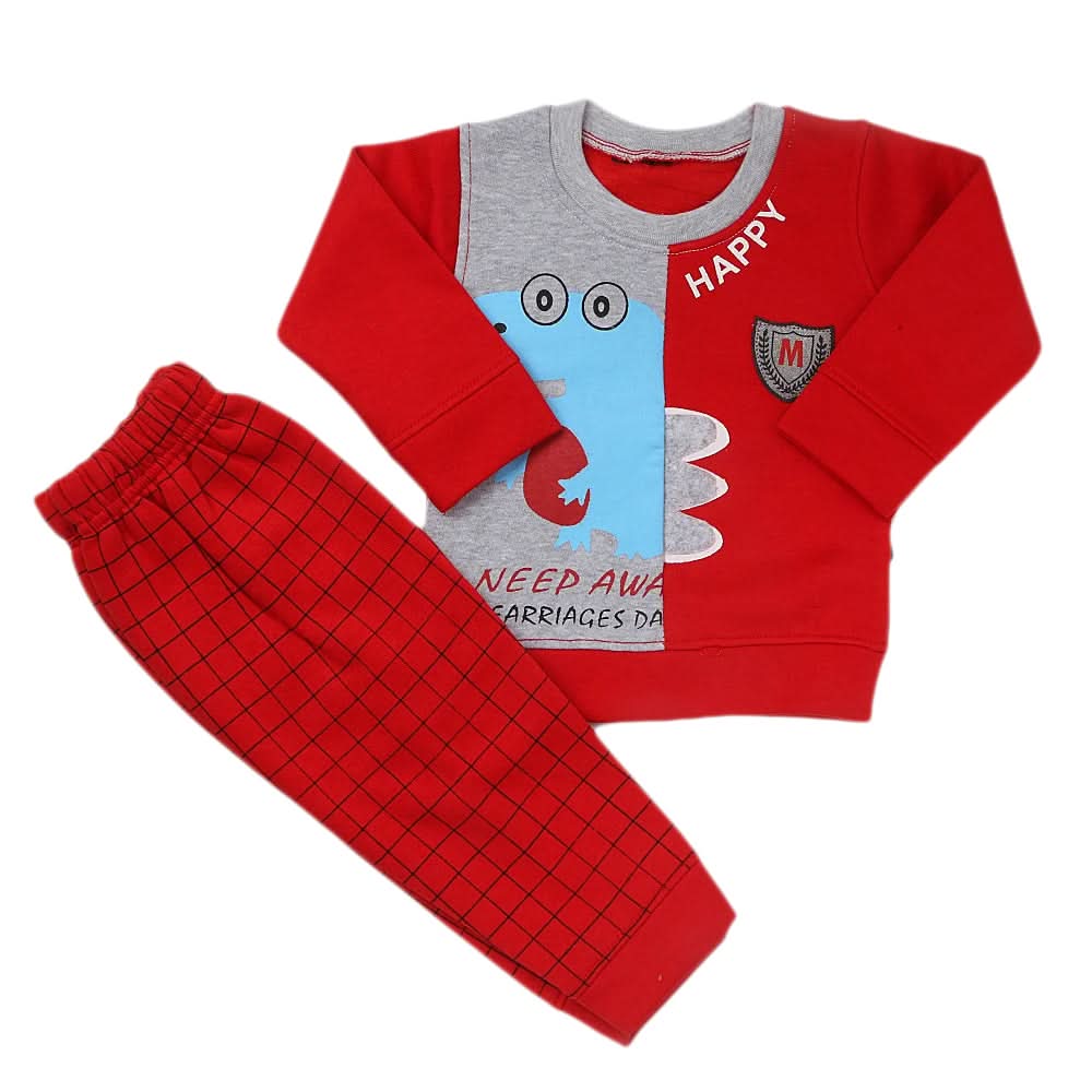 Boys Full Sleeves Fleece Suit 42715 - Red, Kids, Boys Sets And Suits, Chase Value, Chase Value