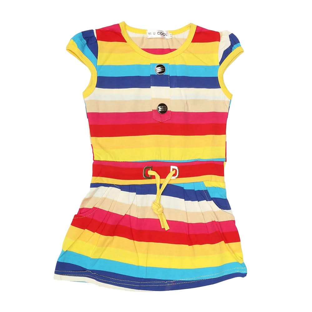 Girls Yarn Dyed Half Sleeves T-Shirt - Multi, Kids, Girls T-Shirts, Chase Value, Chase Value