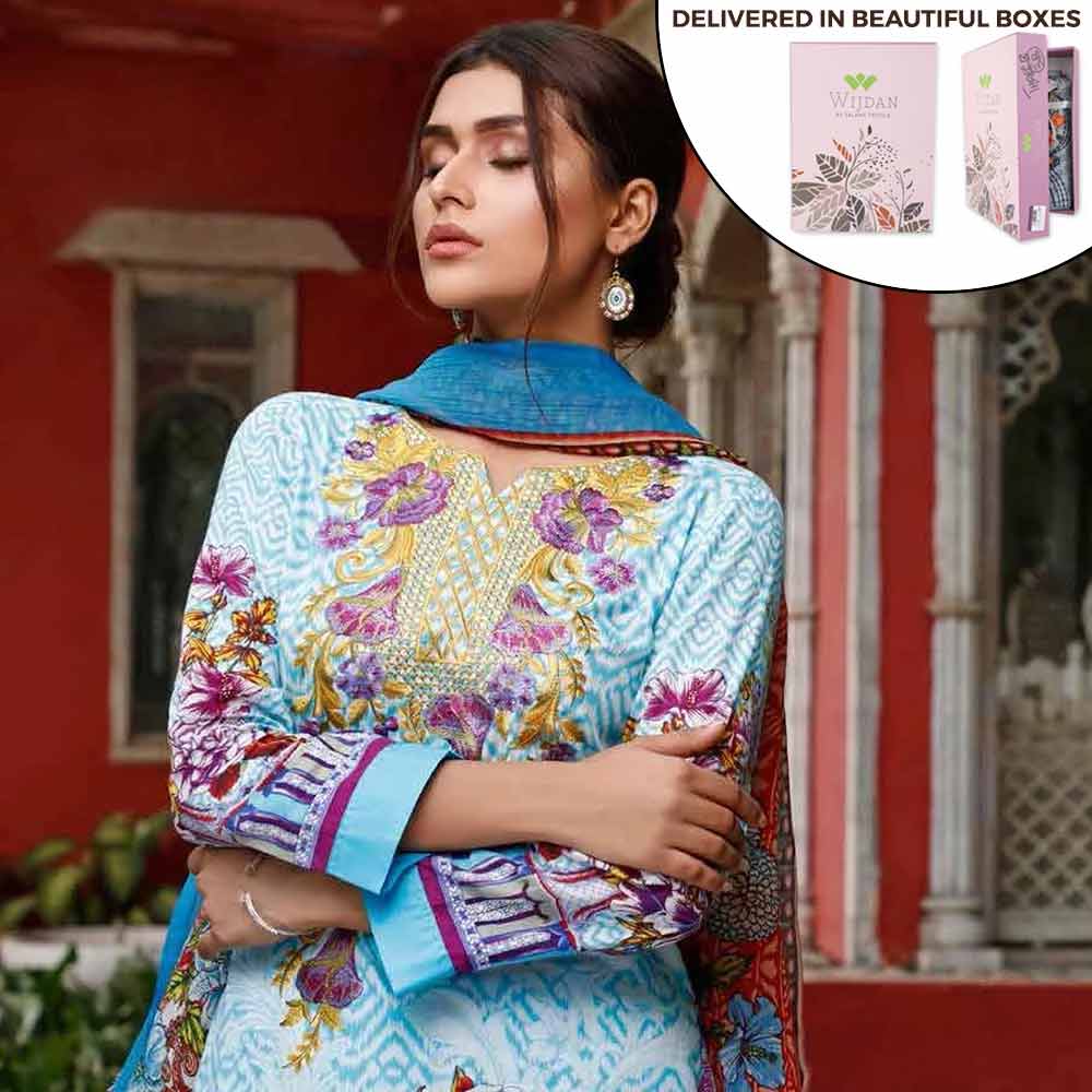 Zobia Noor Embroidered Lawn 3 Piece Un-Stitched Suit - ZN-05B, Women, 3Pcs Shalwar Suit, Salam's Textiles, Chase Value