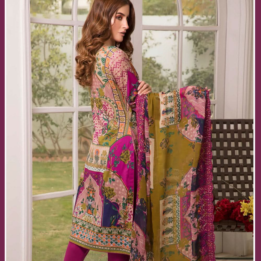 Zobia Noor Embroidered Lawn 3 Piece Un-Stitched Suit - A6, Women, 3Pcs Shalwar Suit, Salam's Textiles, Chase Value
