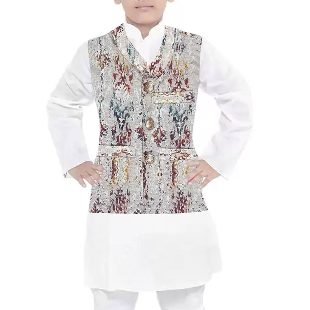 Boys Digital Waistcoat - Beige, Kids, Boys Waistcoats, Chase Value, Chase Value