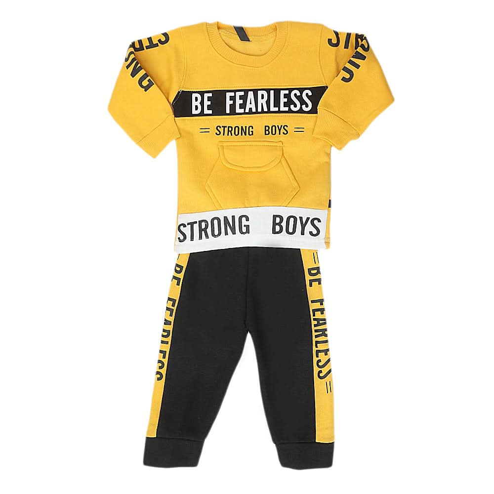 Boys Fleece Full Sleeves Suit - Yellow, Kids, Boys Sets And Suits, Chase Value, Chase Value