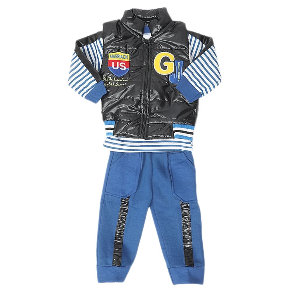 Boys 3 Piece Full Sleeves Suit - Royal Blue, Kids, Boys Sets And Suits, Chase Value, Chase Value