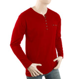 Men's Full Sleeves Y-Stud T-Shirt - Red, Men, T-Shirts And Polos, Chase Value, Chase Value