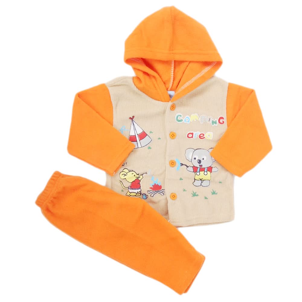 Newborn Boy Full Sleeves Polar Hoodie Suit - Orange, Kids, NB Boys Sets And Suits, Chase Value, Chase Value