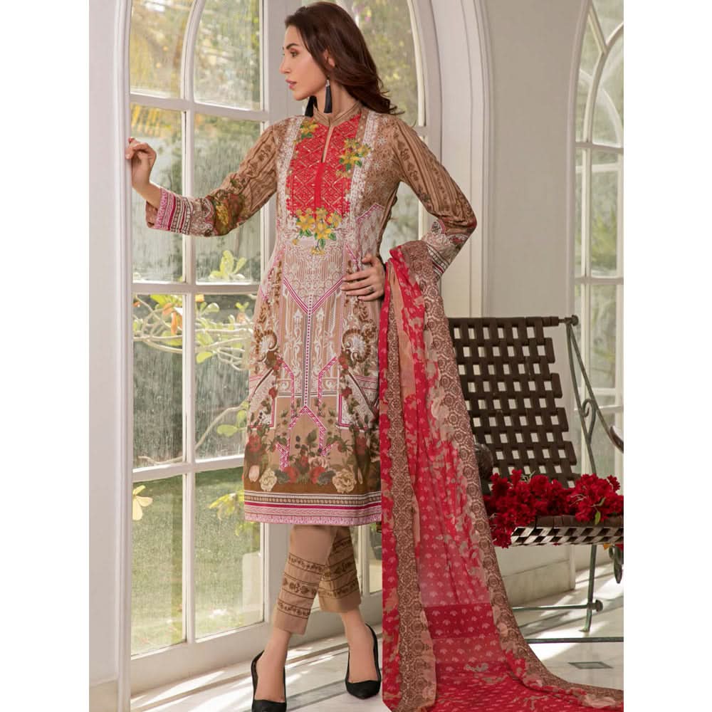 Zobia Noor Embroidered Lawn 3 Piece Un-Stitched Suit - A2, Women, 3Pcs Shalwar Suit, Salam's Textiles, Chase Value