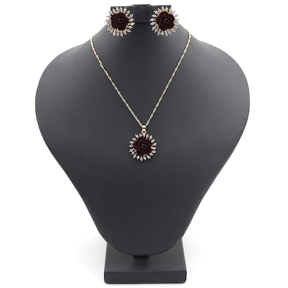 Women's Flower Locket Set - Brown, Women, Jewellery Set, Chase Value, Chase Value