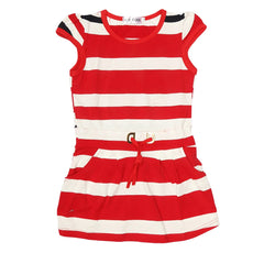 Girls Yarn Dyed Half Sleeves T-Shirt - Red, Kids, Girls T-Shirts, Chase Value, Chase Value