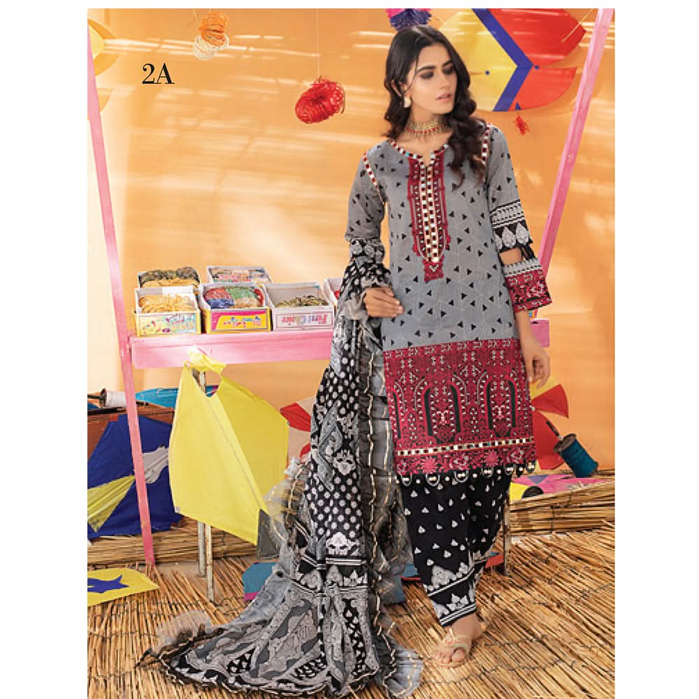 Monsoon Printed Lawn 3 Pcs Un-Stitched Suit Vol 1 - 2-A, Women, 3Pcs Shalwar Suit, Al-Zohaib Textiles, Chase Value
