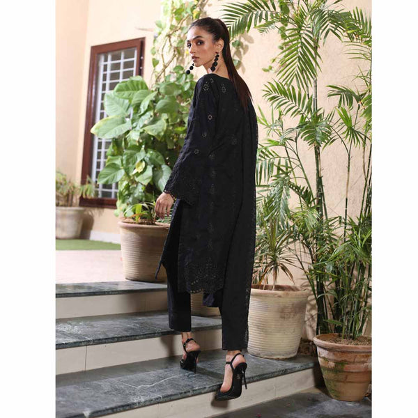 Kalyan Black & White Embroidered Shifli 3 Piece Un-Stitched Suit - 02, Women, 3Pcs Shalwar Suit, ZS Textiles, Chase Value