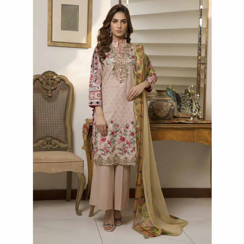 Zmaria Embroidered Lawn Un-Stitched Suit - 2B, Women, 3Pcs Shalwar Suit, ZS Textiles, Chase Value