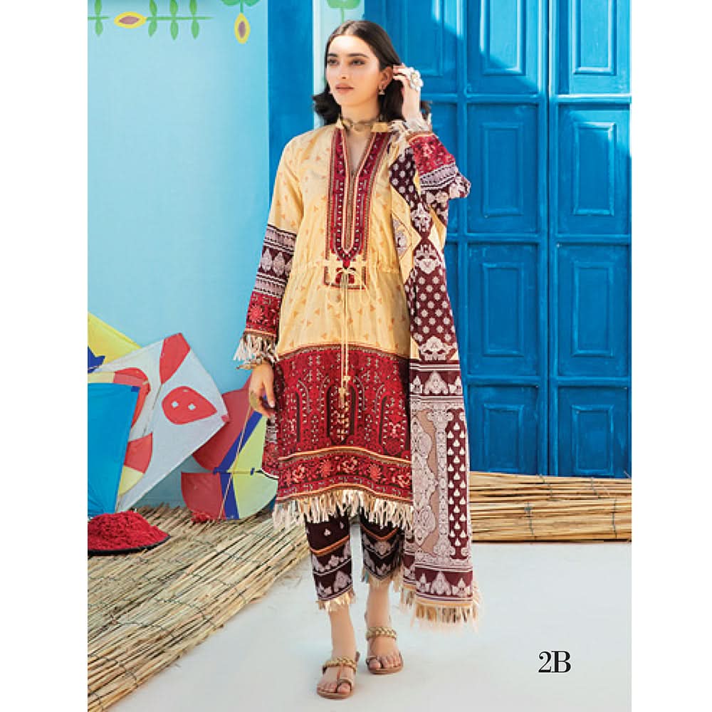 Monsoon Printed Lawn 3 Pcs Un-Stitched Suit Vol 1 - 2-B, Women, 3Pcs Shalwar Suit, Al-Zohaib Textiles, Chase Value