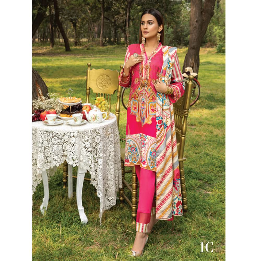 Anum Classic Printed Lawn 3 Pcs Un-Stitched Suit Vol 3 - 2-C, Women, 3Pcs Shalwar Suit, Al-Zohaib Textiles, Chase Value