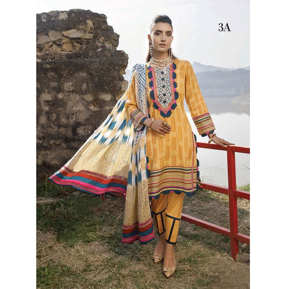 Monsoon Printed Lawn 3 Pcs Un-Stitched Suit Vol 2 - 3-A, Women, 3Pcs Shalwar Suit, Al-Zohaib Textiles, Chase Value