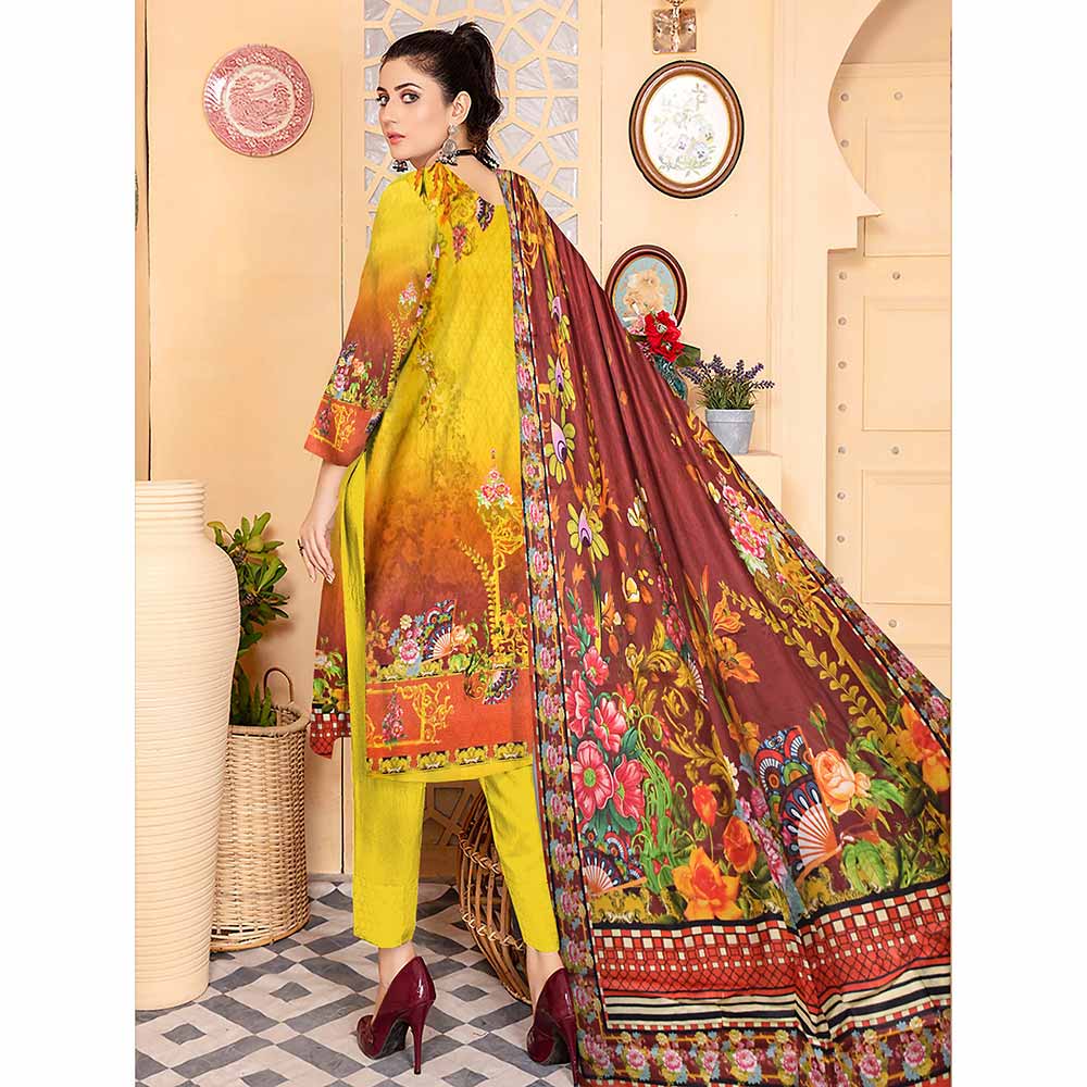 Tehzeeb Digital Printed Linen 3 Pcs Un-Stitched Suit - 03, Women, 3Pcs Shalwar Suit, Ulfat Textile, Chase Value