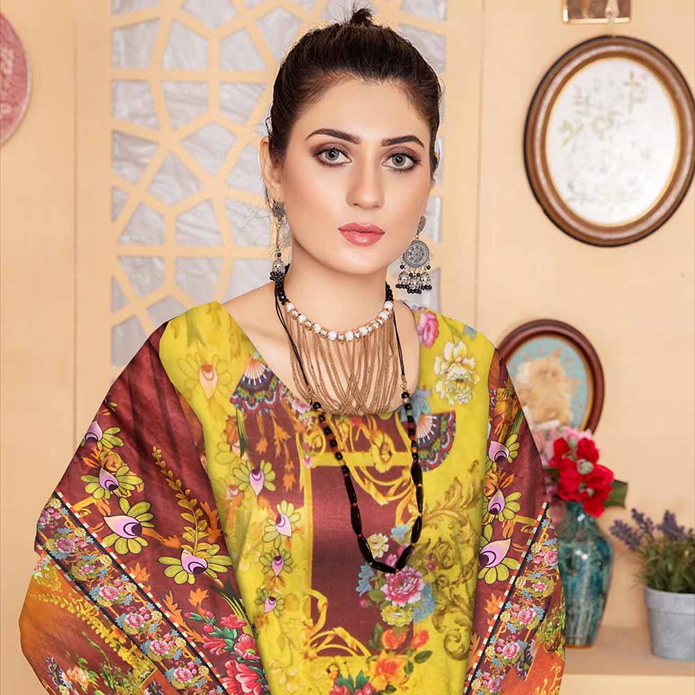 Tehzeeb Digital Printed Linen 3 Pcs Un-Stitched Suit - 03, Women, 3Pcs Shalwar Suit, Ulfat Textile, Chase Value