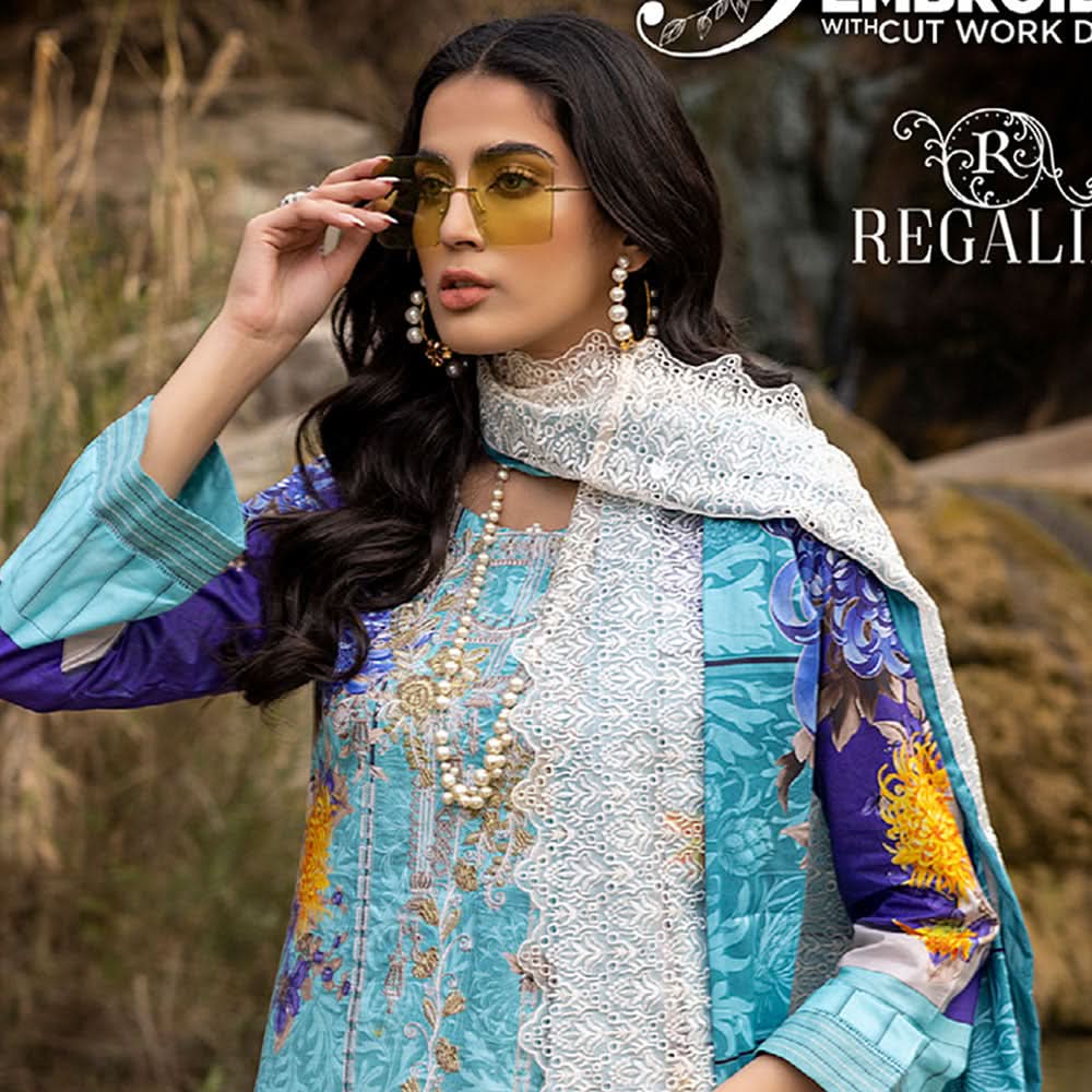 Iman Emboroidered Un-Stitched 3Pcs Suit - 03, Women, 3Pcs Shalwar Suit, Regalia Textiles, Chase Value