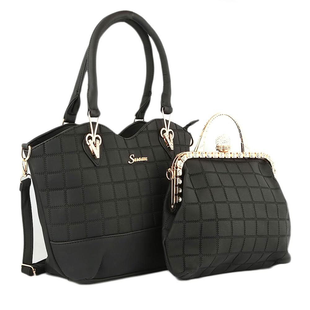 Women's Handbag 2 Pcs (303) - Black, Women, Bags, Chase Value, Chase Value
