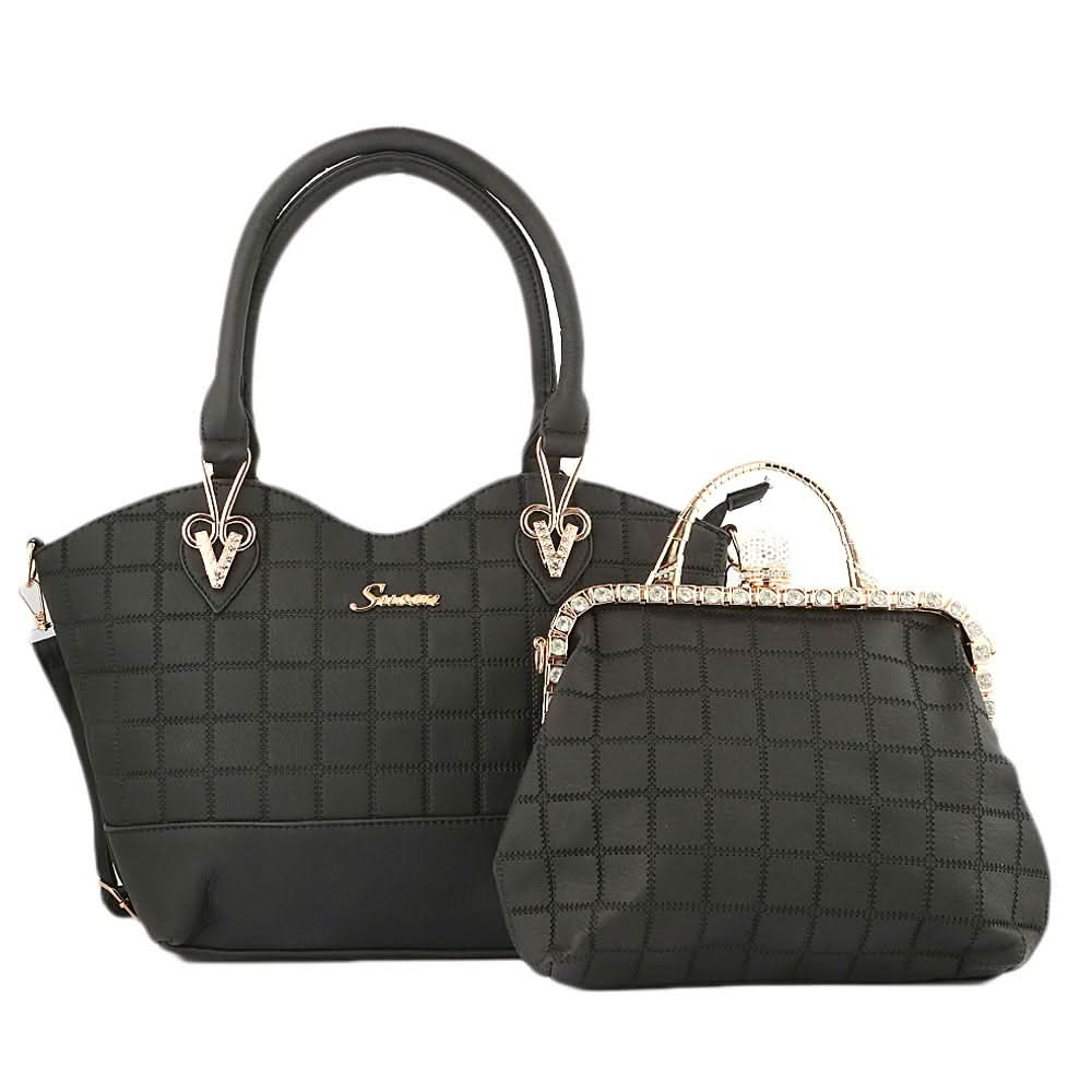 Women's Handbag 2 Pcs (303) - Black, Women, Bags, Chase Value, Chase Value