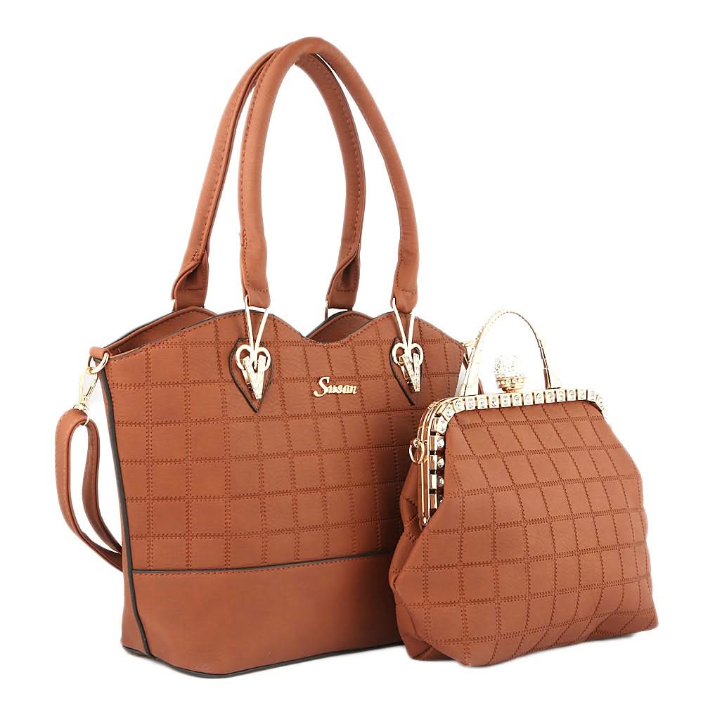 Women's Handbag 2 Pcs (303) - Brown, Women, Bags, Chase Value, Chase Value