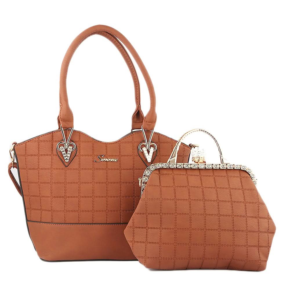 Women's Handbag 2 Pcs (303) - Brown, Women, Bags, Chase Value, Chase Value