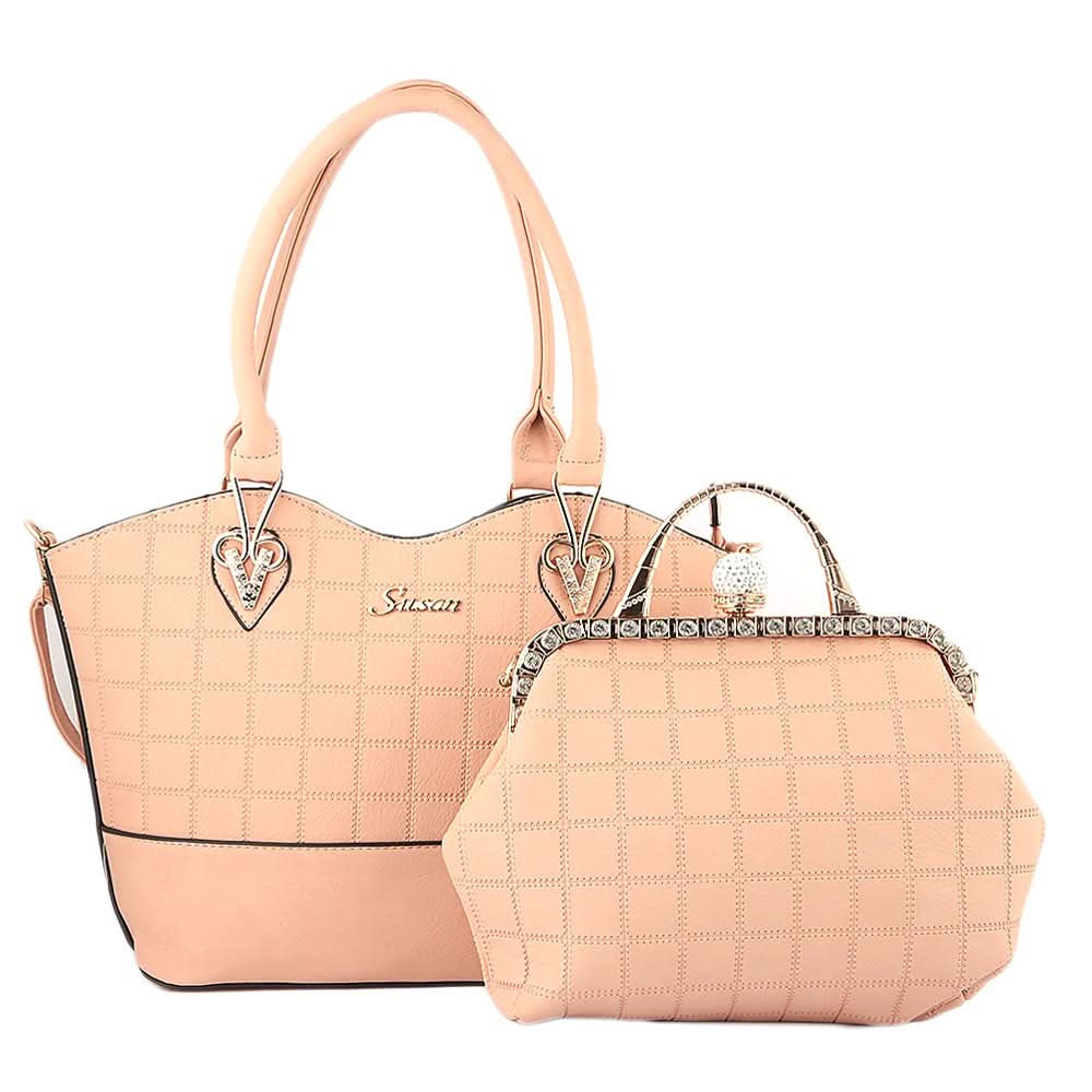 Women's Handbag 2 Pcs (303) - Pink, Women, Bags, Chase Value, Chase Value