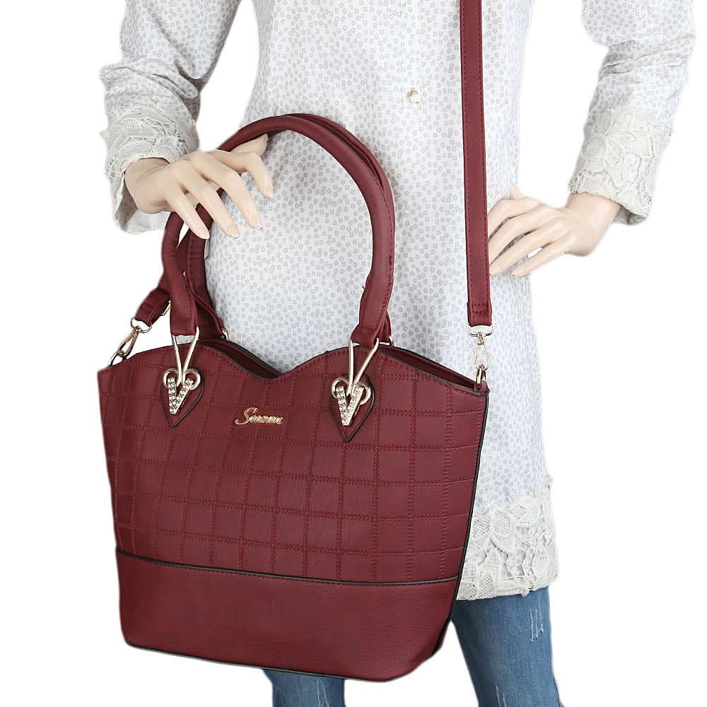 Women's Handbag 2 Pcs (303) - Maroon, Women, Bags, Chase Value, Chase Value