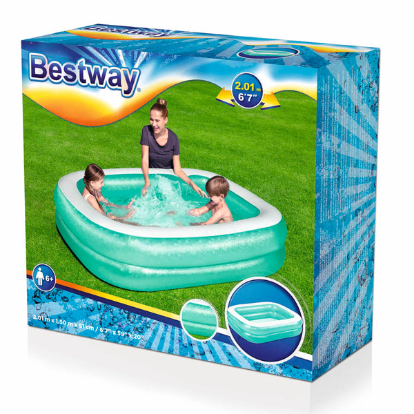 Bestway Inflatable Transparent Rectangular Family Swimming Pool 54005 - Sea Green, Kids, Swimming, Chase Value, Chase Value