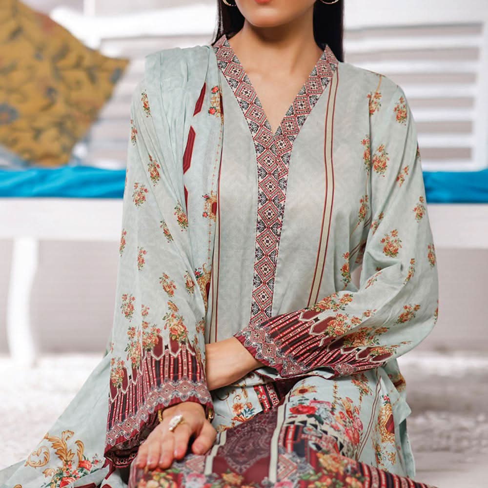 VS-MISRI Digital Printed Lawn V-3 3 Pcs Un-Stitched Suit - 30B, Women, 3Pcs Shalwar Suit, VS Textiles, Chase Value