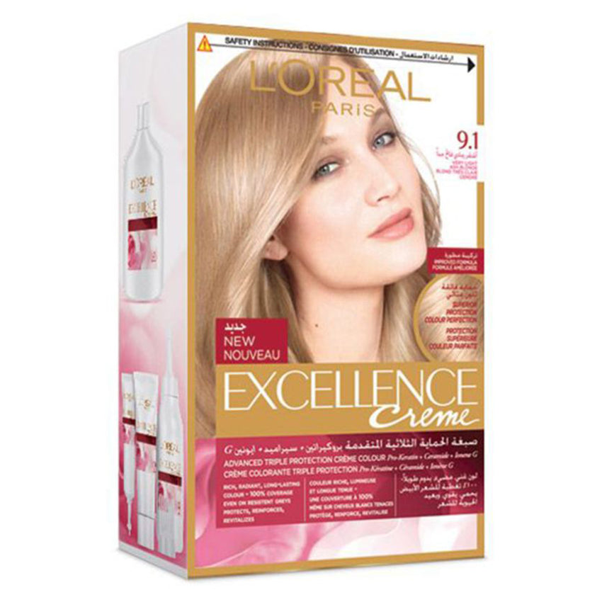 Loreal Excellence Creme 9.1 Light Ash Blonde, Beauty & Personal Care, Hair Colour, L'Oreal, Chase Value