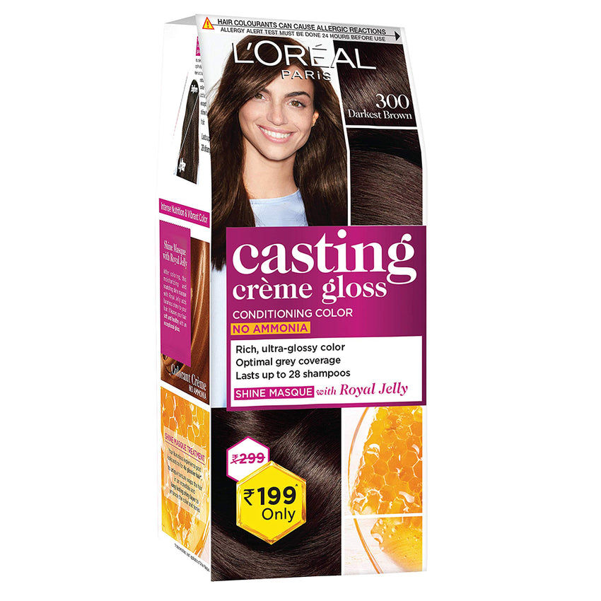 Loreal Paris Casting Creme Gloss 300 Darkest Brown , Beauty & Personal Care, Hair Colour, L'Oreal, Chase Value
