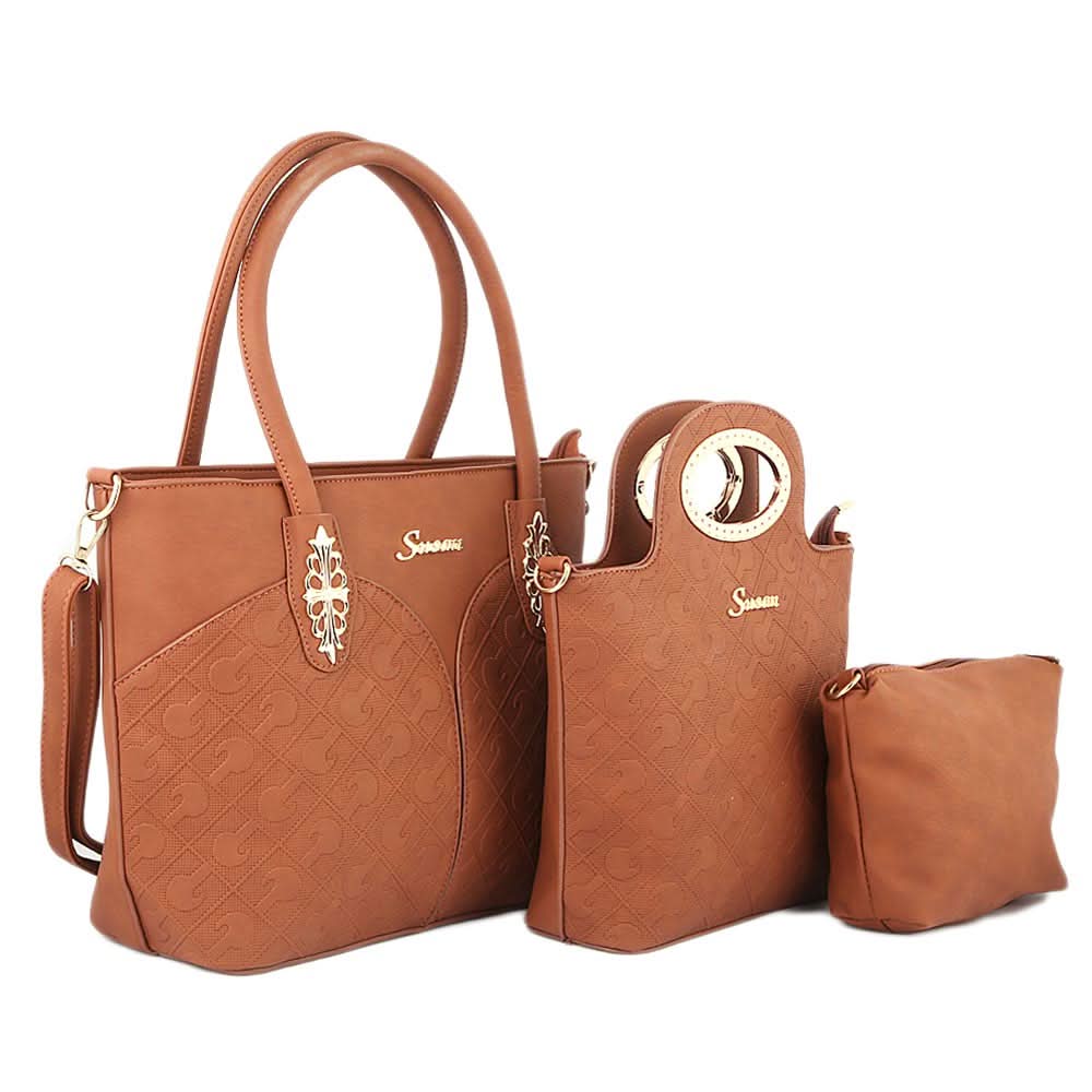 Women's Handbag 3 Pcs (374) - Brown, Women, Bags, Chase Value, Chase Value