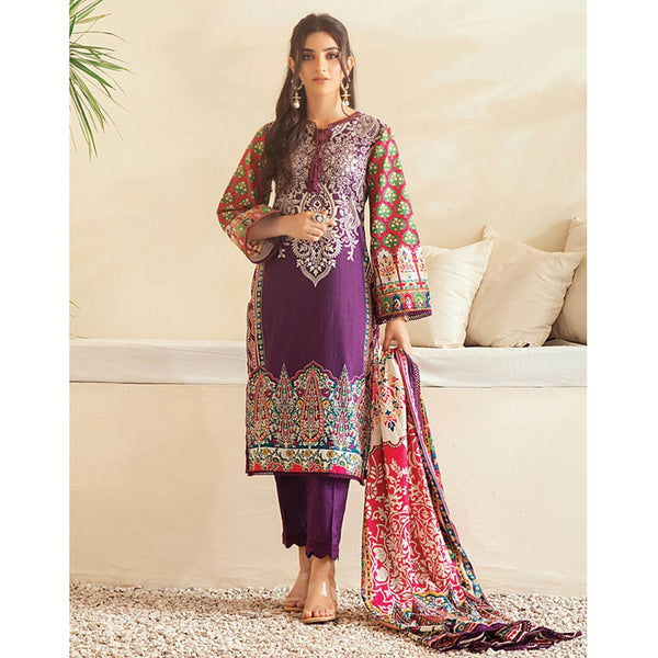 Monsoon Printed Lawn 3 Pcs Un-Stitched Suit Vol 3 - 3-A, Women, 3Pcs Shalwar Suit, Al-Zohaib Textiles, Chase Value