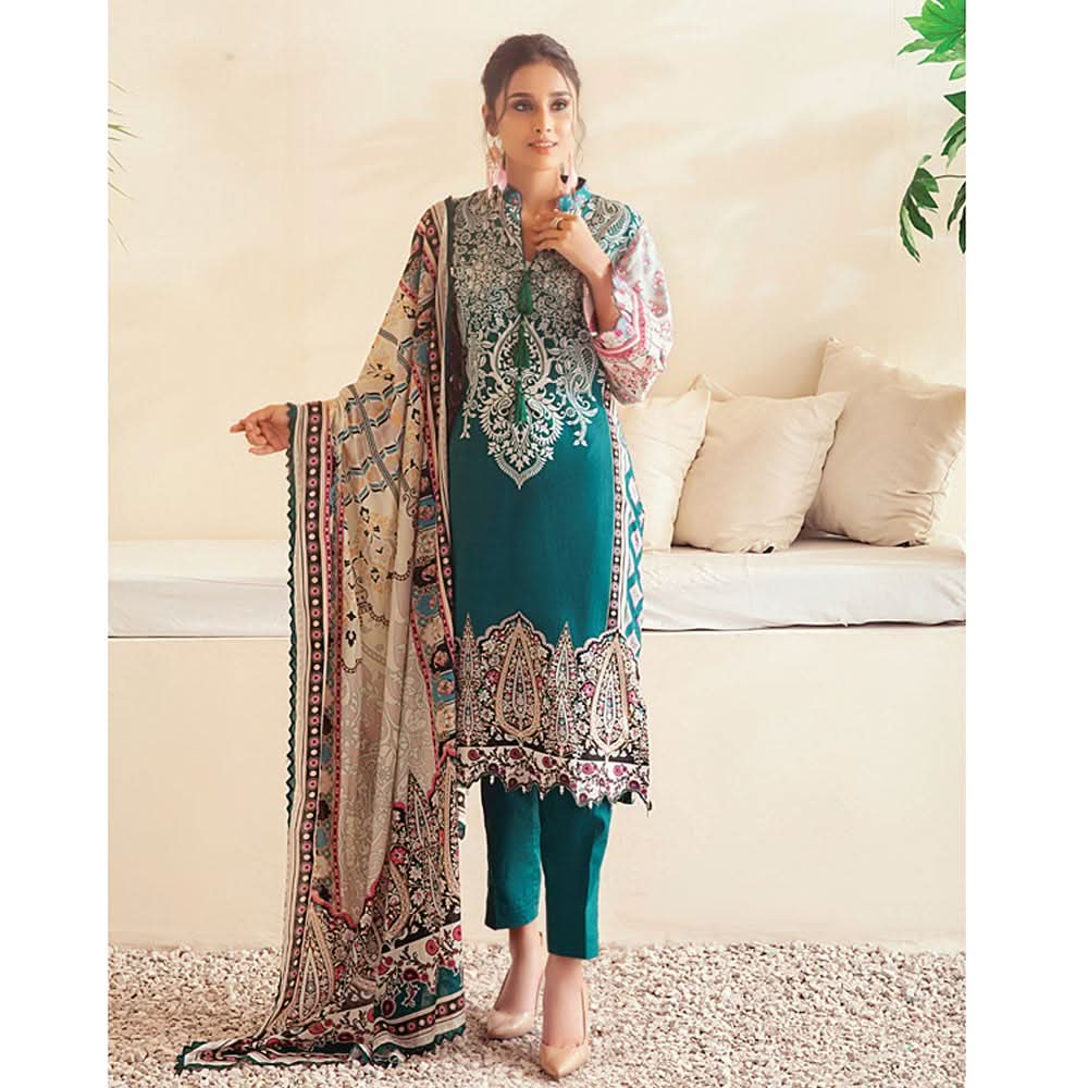 Monsoon Printed Lawn 3 Pcs Un-Stitched Suit Vol 3 - 3-B, Women, 3Pcs Shalwar Suit, Al-Zohaib Textiles, Chase Value