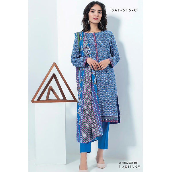 Lakhany Safina Febron Printed Lawn 3 Pcs Un-Stitched Suit - 3B, Women, 3Pcs Shalwar Suit, LSM Textiles, Chase Value