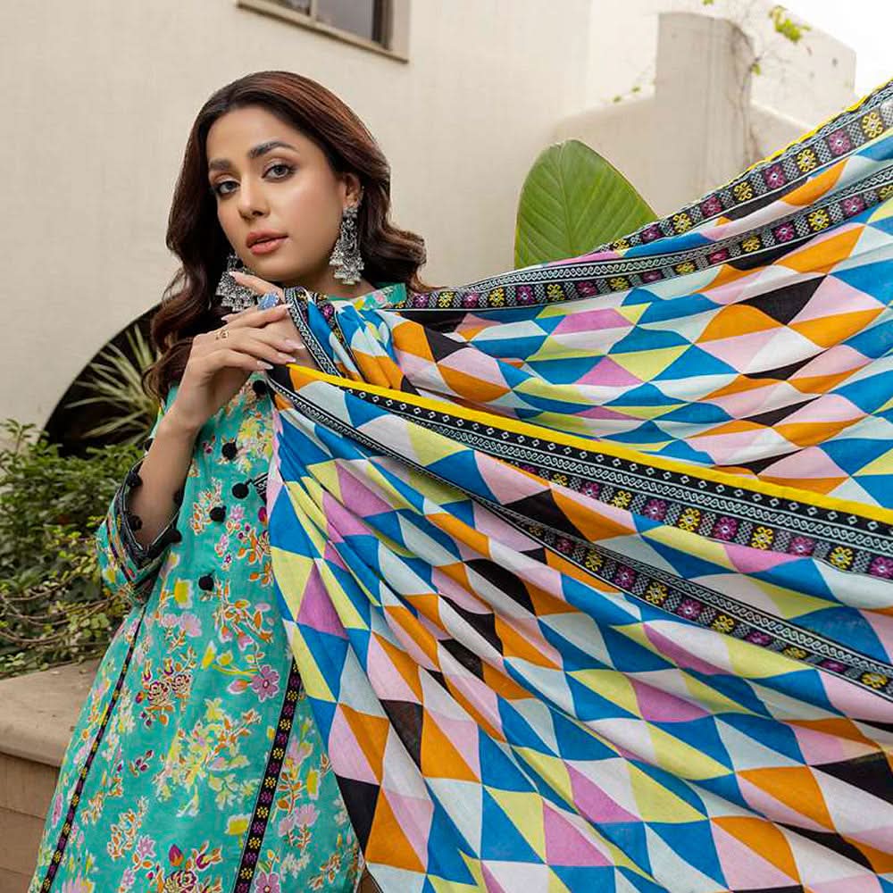 Anum Printed Lawn Unstitiched 3Pcs Suit V1 - C-3, Women, 3Pcs Shalwar Suit, Al-Zohaib Textiles, Chase Value