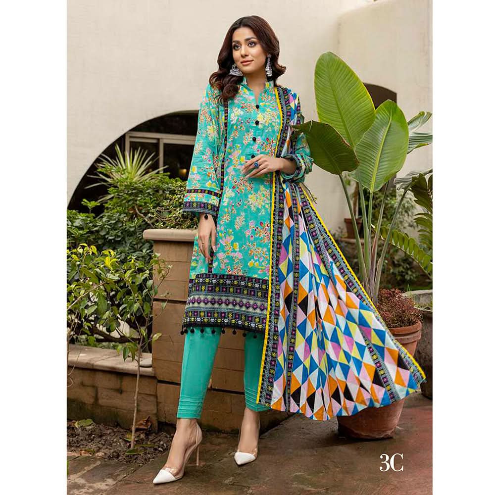 Anum Printed Lawn Unstitiched 3Pcs Suit V1 - C-3, Women, 3Pcs Shalwar Suit, Al-Zohaib Textiles, Chase Value