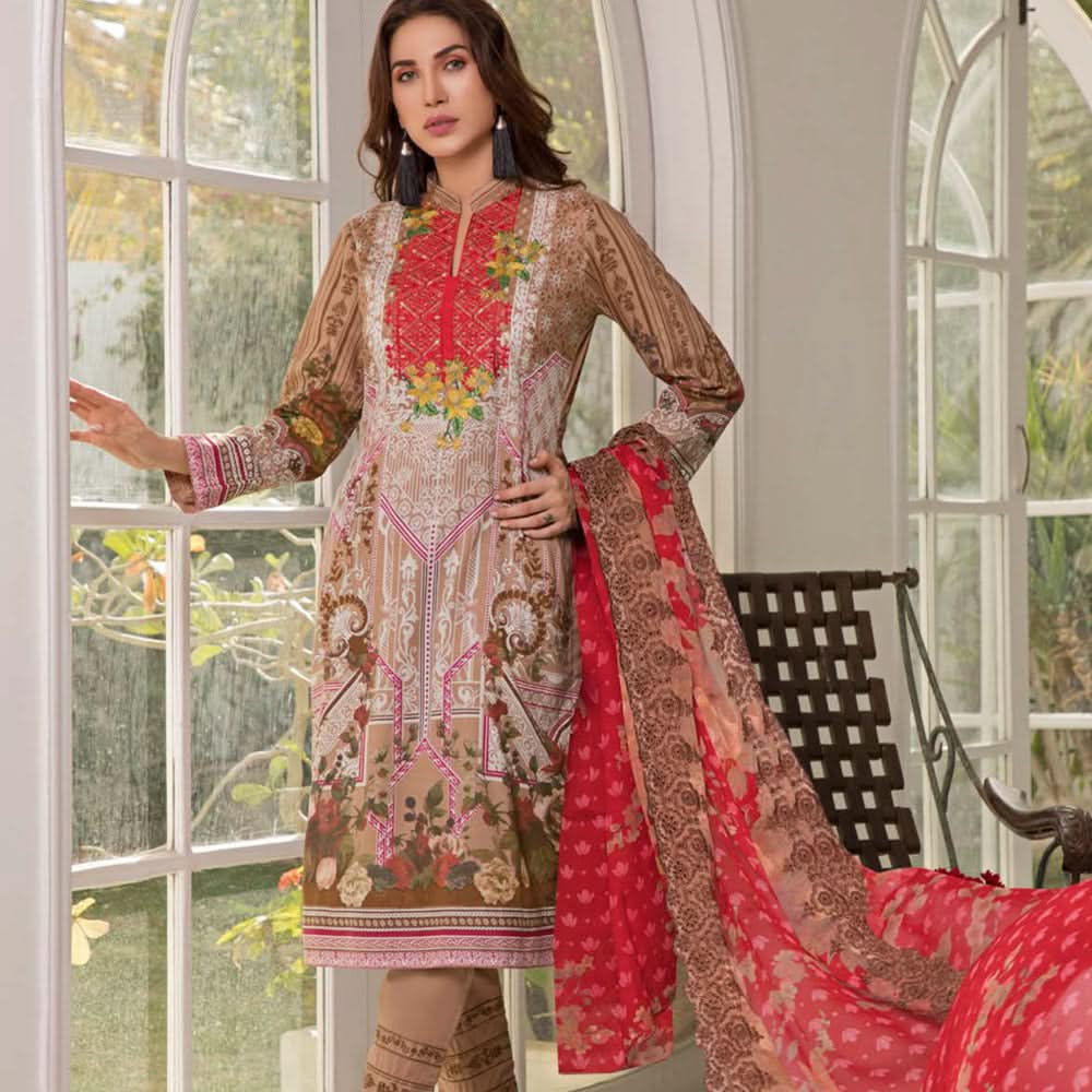 Zobia Noor Embroidered Lawn 3 Piece Un-Stitched Suit - A2, Women, 3Pcs Shalwar Suit, Salam's Textiles, Chase Value