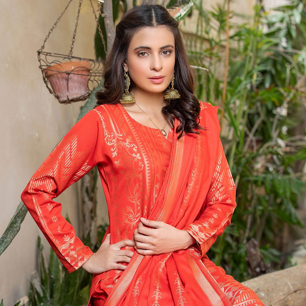 RA PEACH Jacquard Baroshia unstitched 3pc Suit, Women, 3Pcs Shalwar Suit, Chase Value, Chase Value