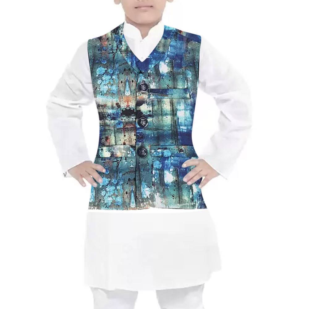 Boys Digital Waistcoat - Blue, Kids, Boys Waistcoats, Chase Value, Chase Value