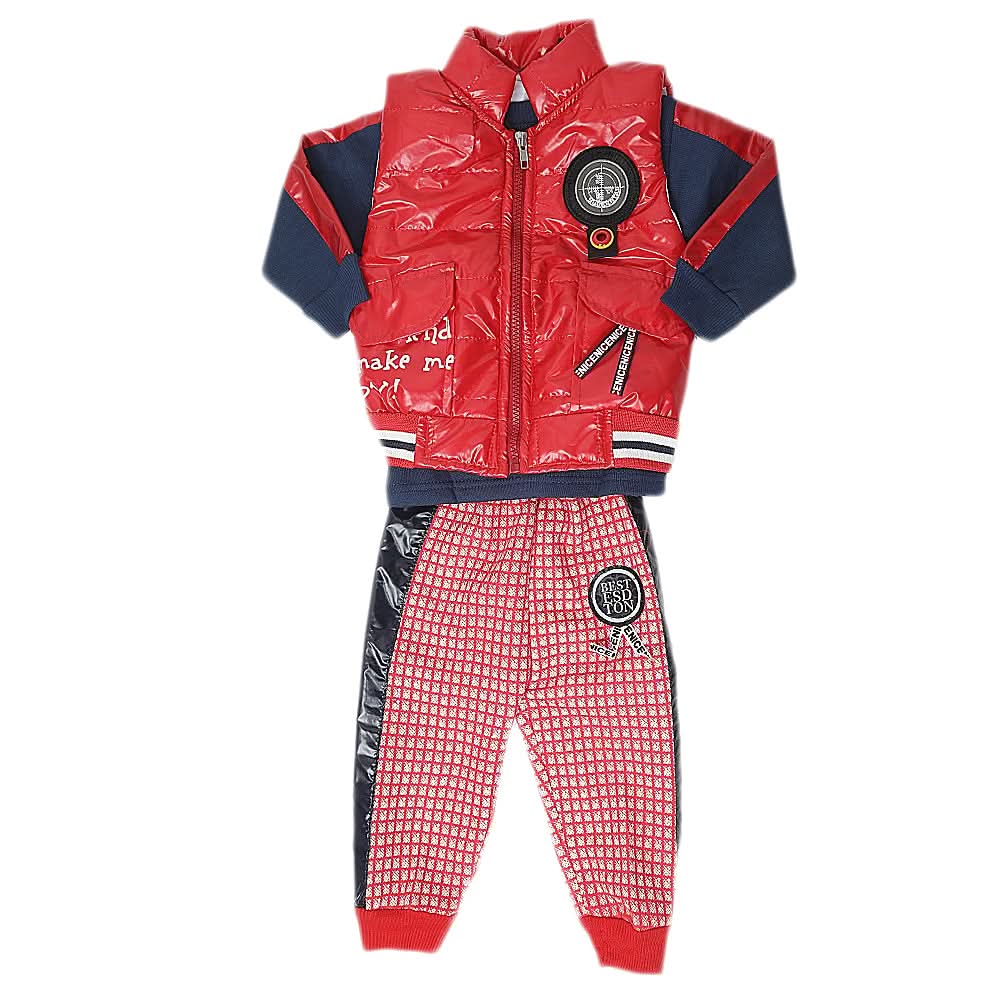 Boys 3 Piece Full Sleeves Suit - Red, Kids, Boys Sets And Suits, Chase Value, Chase Value