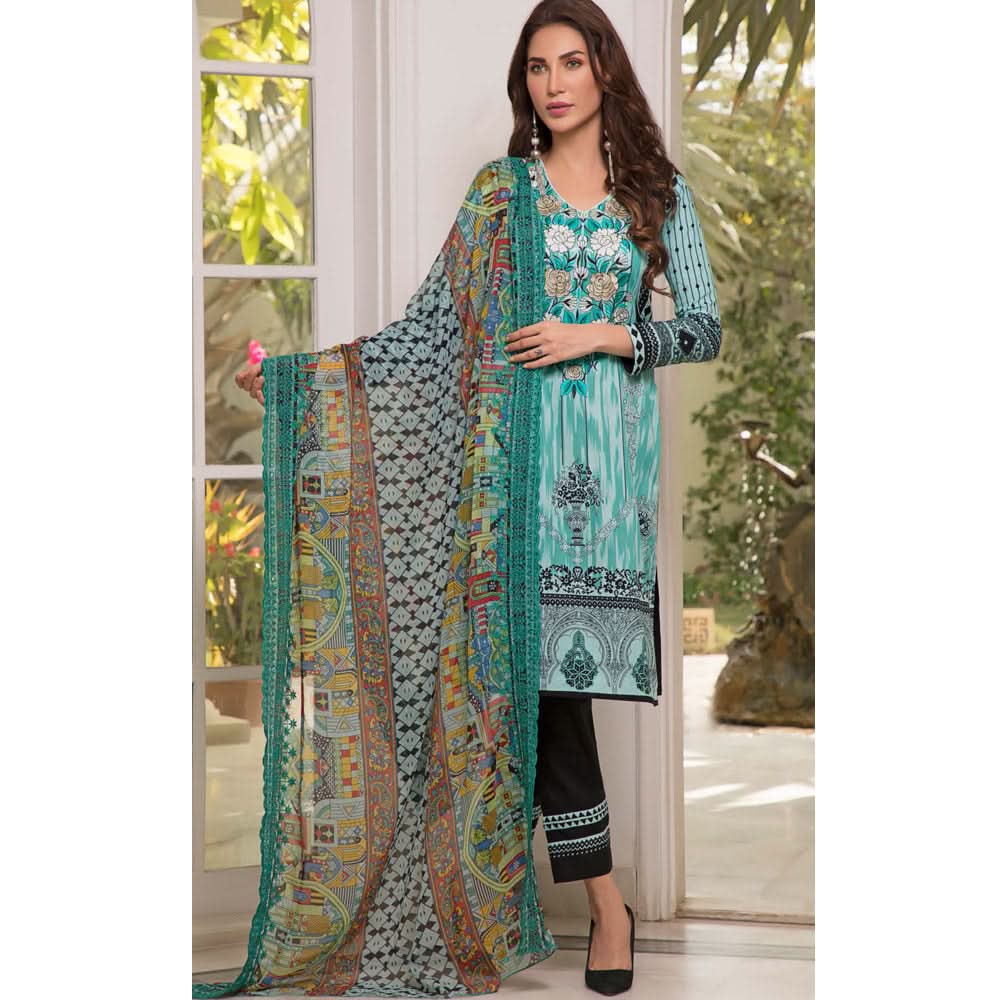 Zobia Noor Embroidered Lawn 3 Piece Un-Stitched Suit - A3, Women, 3Pcs Shalwar Suit, Salam's Textiles, Chase Value