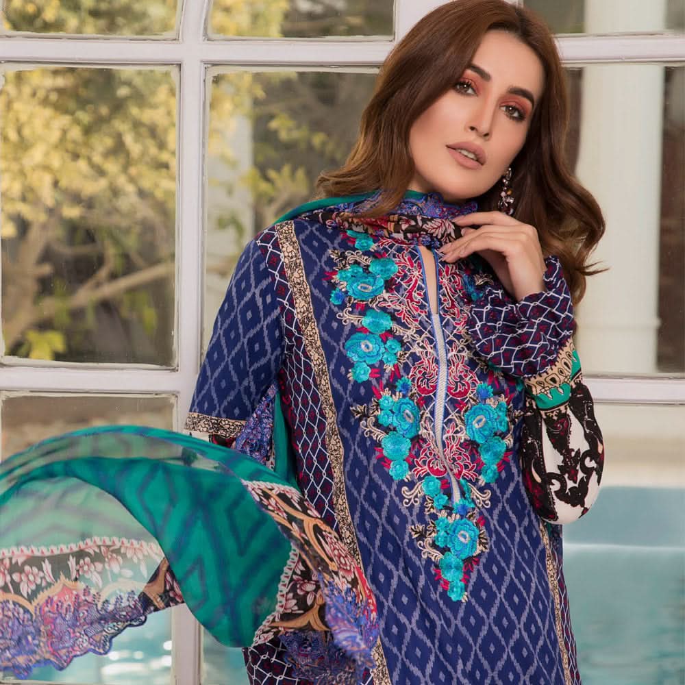 Zobia Noor Embroidered Lawn 3 Piece Un-Stitched Suit - A5, Women, 3Pcs Shalwar Suit, Salam's Textiles, Chase Value