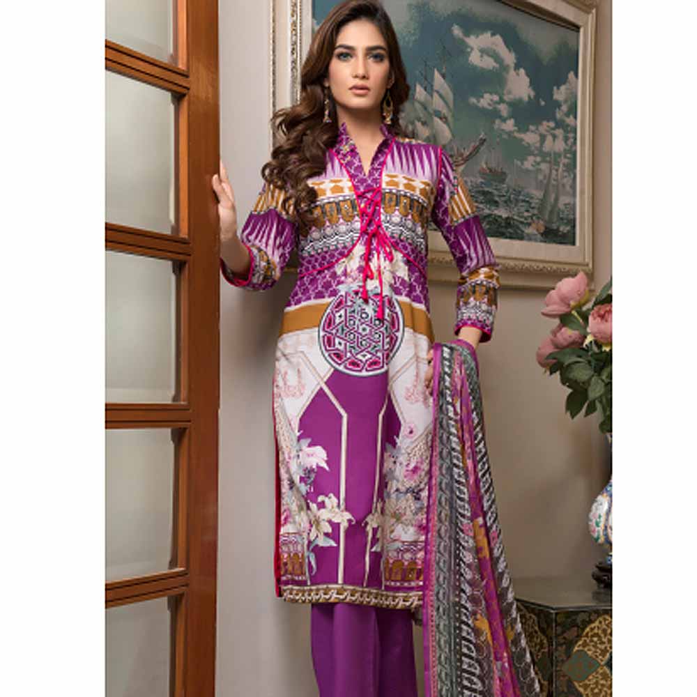 Zmaria Embroidered Lawn Un-Stitched Suit - 3A, Women, 3Pcs Shalwar Suit, ZS Textiles, Chase Value