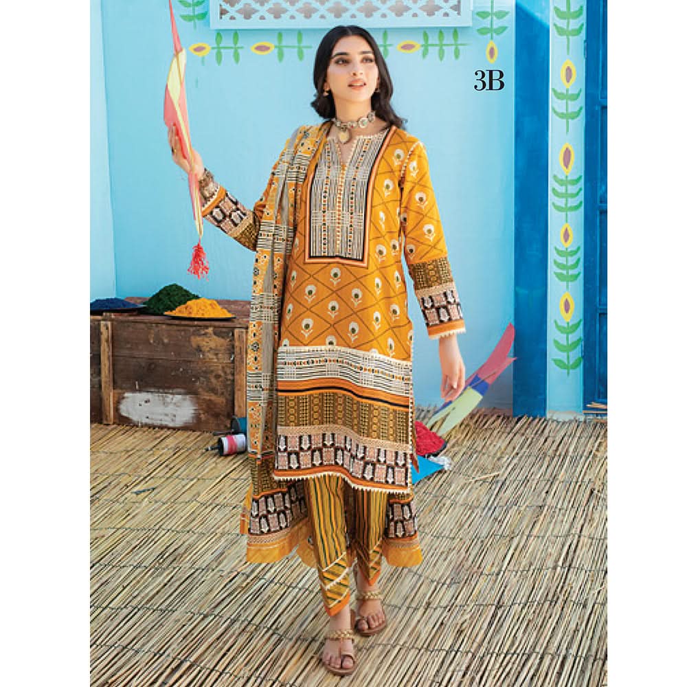 Monsoon Printed Lawn 3 Pcs Un-Stitched Suit Vol 1 - 3-B, Women, 3Pcs Shalwar Suit, Al-Zohaib Textiles, Chase Value