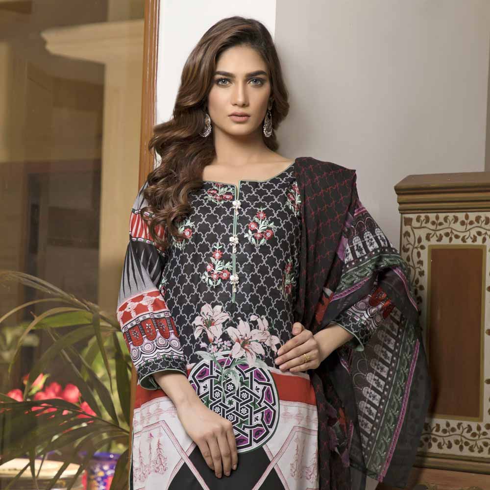 Zmaria Embroidered Lawn Un-Stitched Suit - 3B, Women, 3Pcs Shalwar Suit, ZS Textiles, Chase Value
