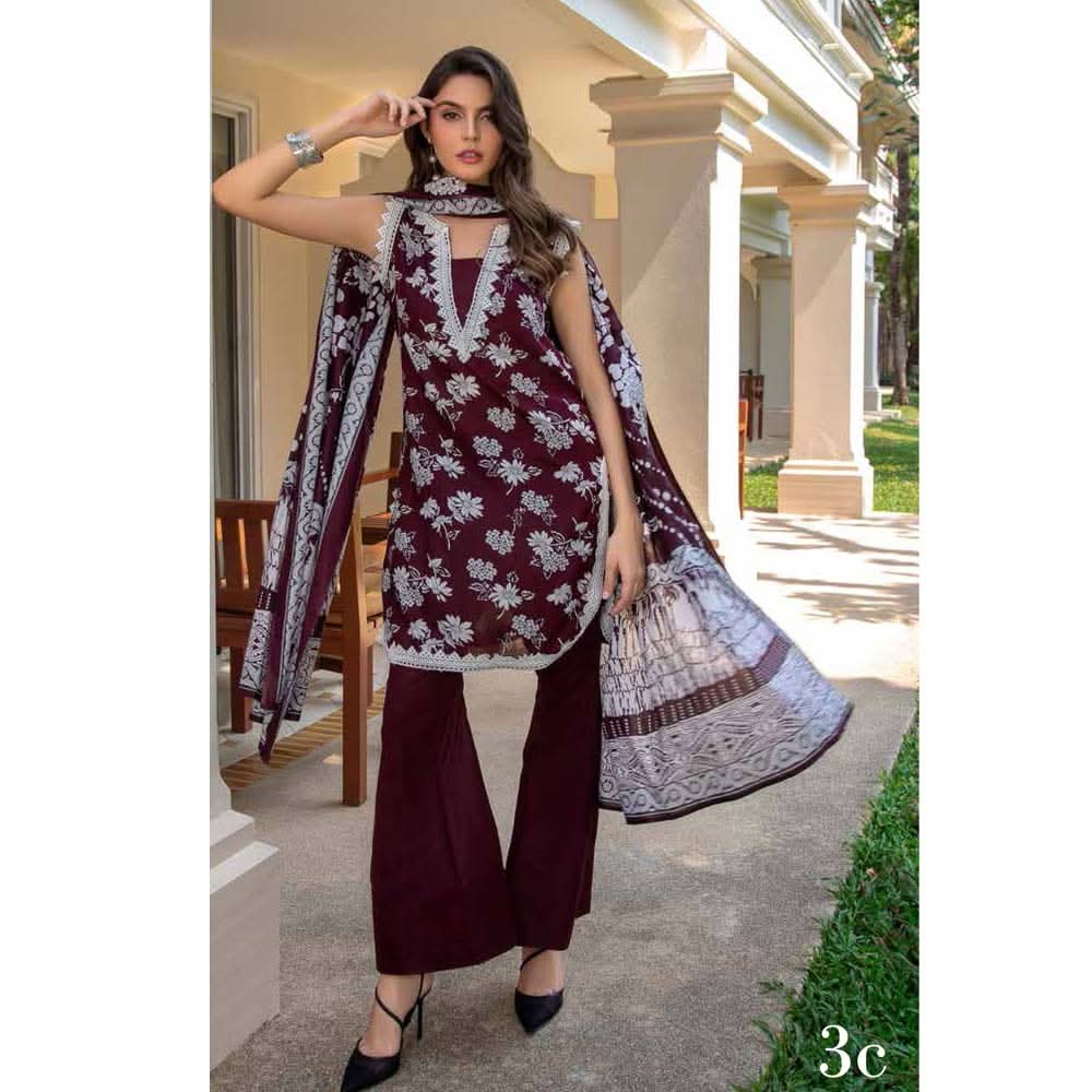Anum Printed Lawn 3 Piece Un-Stitched Suit Vol 2 - 3 C, Women, 3Pcs Shalwar Suit, Chase Value, Chase Value