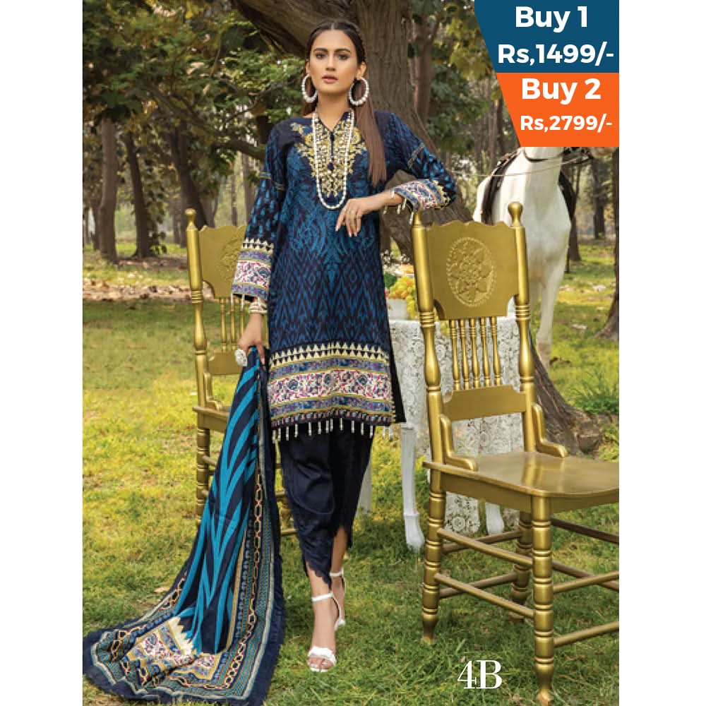 Anum Classic Printed Lawn 3 Pcs Un-Stitched Suit Vol 3 - 4-B, Women, 3Pcs Shalwar Suit, Al-Zohaib Textiles, Chase Value