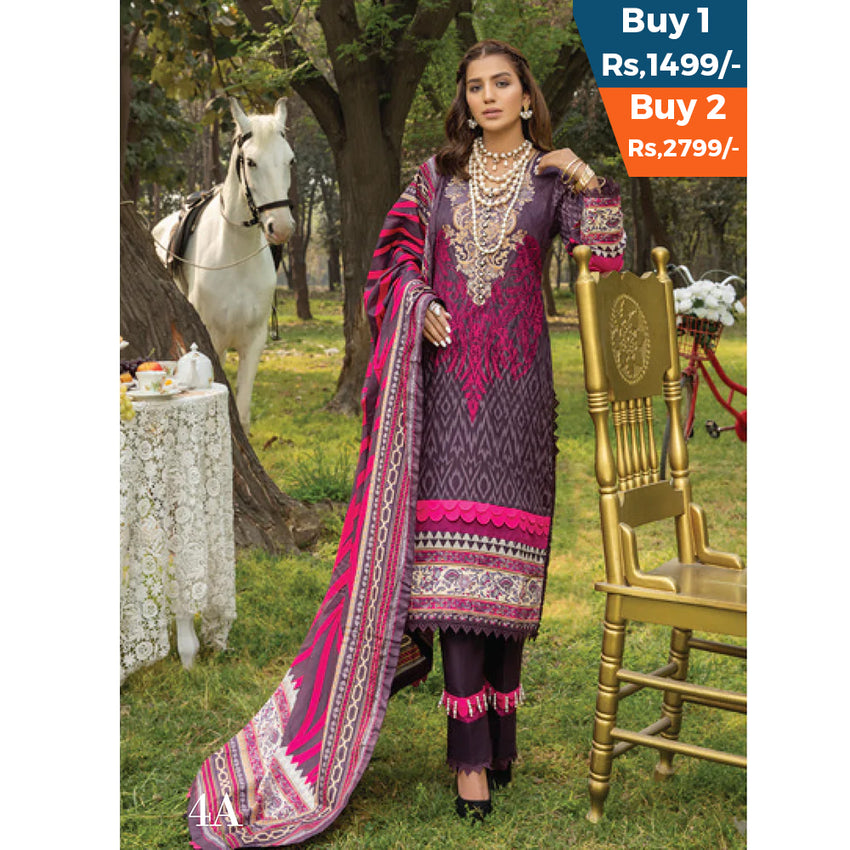 Anum Classic Printed Lawn 3 Pcs Un-Stitched Suit Vol 3 - 4-C, Women, 3Pcs Shalwar Suit, Al-Zohaib Textiles, Chase Value