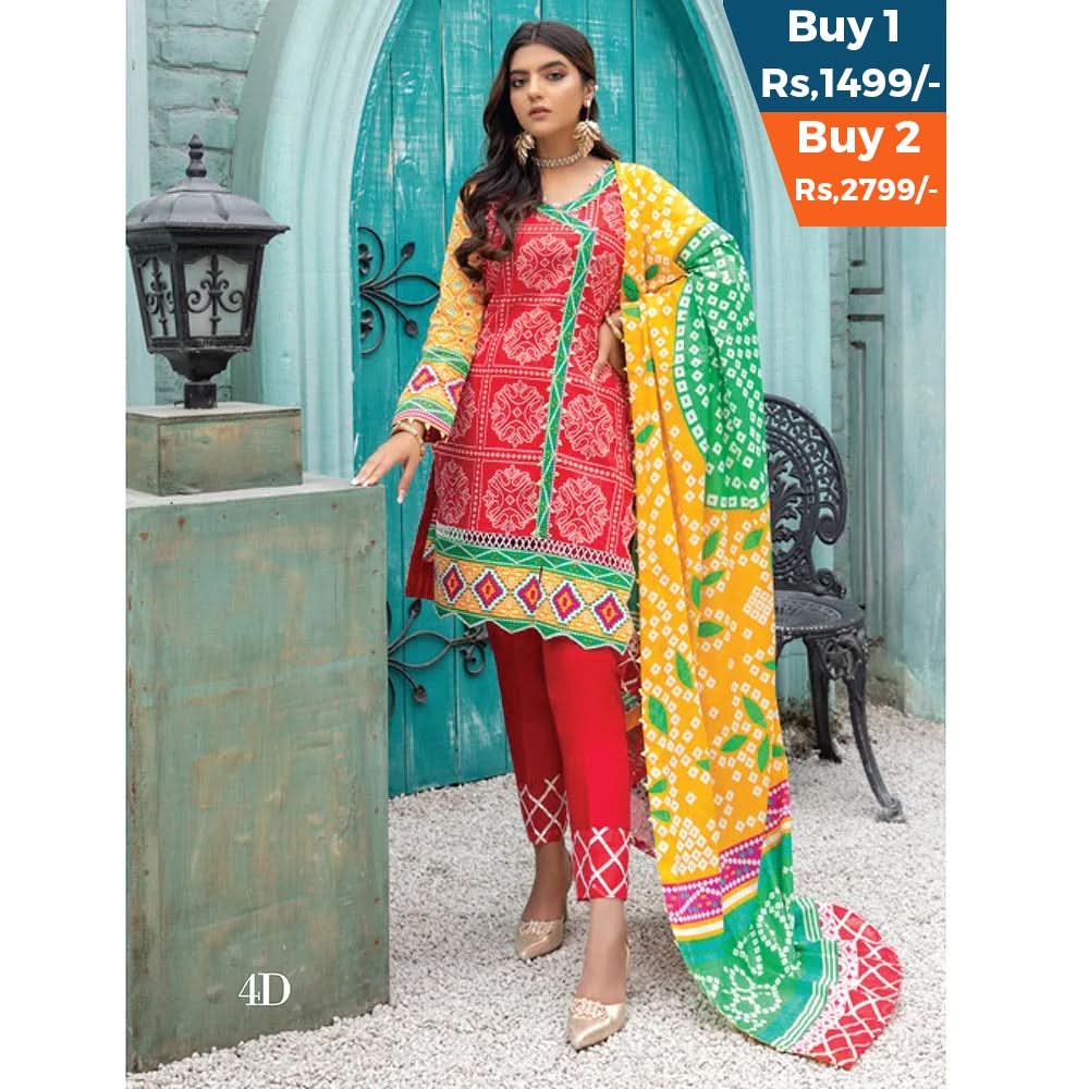 Anum Classic Printed Lawn 3 Pcs Un-Stitched Suit V 5 - 4-D, Women, 3Pcs Shalwar Suit, Al-Zohaib Textiles, Chase Value